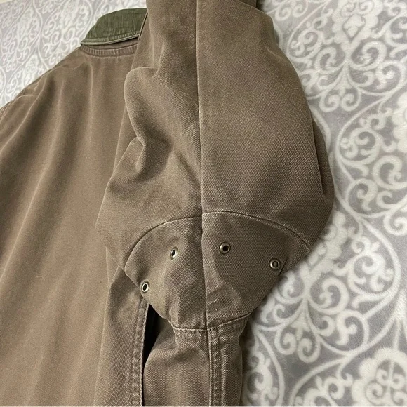 vintage L.L. Bean chore jacket flannel lined brown twill wind resistant men's L - Picture 6 of 9